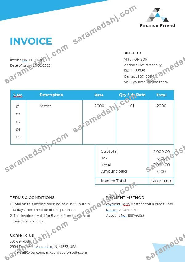 Finance Consultant Invoice Template